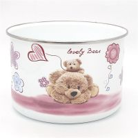 小熊泰迪 10cm 带盖珐琅搪瓷碗套碗加高保鲜盒密封碗可冷藏可加热10-18cm