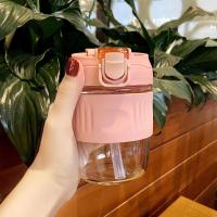 胭脂粉350ML [单杯][无赠品][PC材质] 水杯女生高颜值杯子女防摔韩版塑料杯马克杯女学生可爱玻璃吸管杯