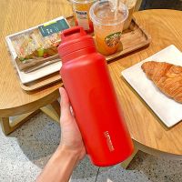 海棠红 650ML[高颜单杯] 简约大容量保温杯男女学生宿舍高颜值吸管水杯304韩版潮流大水壶