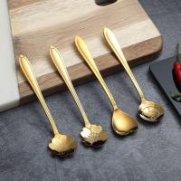 短炳2支装(随机) 不锈钢钛金创意波斯菊咖啡勺 马克杯长柄搅拌勺花瓣甜品勺子