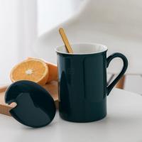 纯绿杯+勺+盖(普通装) 陶瓷咖啡杯水杯欧式小奢华简约家用下午茶茶杯优雅高档套装送礼
