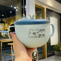 900ml双耳蓝色 饭盒+(贴纸+勺子) 304不锈钢饭盒上班族小学生食堂打饭快餐杯防烫儿童专用餐盒饭缸