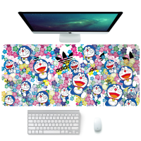 百花蓝胖子 24x20x0.3厘米 卡通动漫哆啦a梦鼠标垫超大防水锁边办公书桌键盘垫子软叮当猫厚