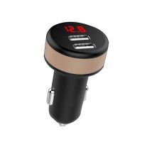 2.1A圆头边上数显双U/301黑金 吉利帝豪专用车载充电器多功能汽车点烟器插头车充一拖三充电器