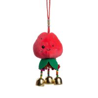 草莓 卡通毛绒小风铃挂饰可爱车载铜铃铛挂件哄宝宝店铺进门提醒门铃铛