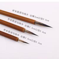 鼠须勾线大中小各一支 国画毛笔套装工笔画勾线笔加健白云山水渲染彩绘白描