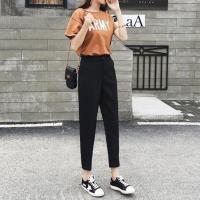 黑色七分裤[夏款] XS 75-85斤 145cm矮小个子七分哈伦西裤女显瘦高腰休闲XS码九分小脚工装裤150