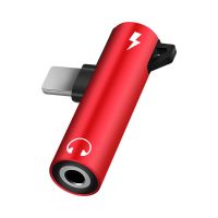 红色 2合1苹果耳机转接头适用苹果手机转充电+音频多功能转接线