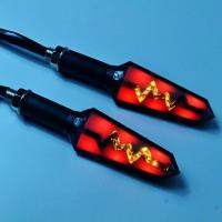 雷电转向灯一对 红色 摩托车转向灯机车led日行灯12V地平小忍者改装配件流水方转向灯