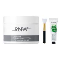双色泥膜100g+硅胶面膜刷 +NEG芦荟胶1支 RNW清洁面膜双色泥膜补水保湿深层清洁去黑头粉刺收缩毛孔学生党