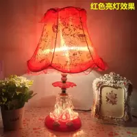 小号红色款+LED灯泡 按钮开关[正常开关] 欧式台灯床头灯创意简约现代温馨家用卧室小台灯柔光小孩喂奶台灯