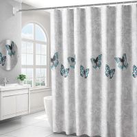 涤纶蝴蝶 单帘100宽*180高(送环不带杆) 浴帘套装免打孔卫生间浴帘布防水加厚浴室帘子隔断帘窗帘布浴帘杆