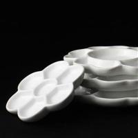 3寸 梅花陶瓷调色盘 大中小号梅花形 水粉多彩丙烯国画颜料碟青花瓷