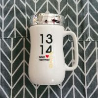 1314杯 杯+镜子盖 创意马克杯陶瓷杯子可爱情侣咖啡杯一对韩版女学生水杯带盖勺潮流