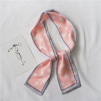 大波点 粉色 韩版春夏波点小丝巾小圆点潮流韩国丝巾女窄发带长条百搭装饰领巾