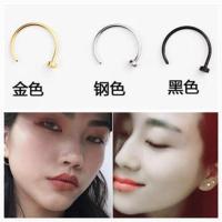 金色内宽8毫米单只 夜店时尚钢无洞假唇环唇夹唇钉女人体穿刺鼻钉鼻夹假鼻环男装酷饰