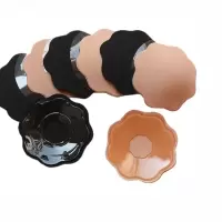 生物胶布面梅花形黑色1对装 乳贴防凸点乳头贴硅胶游泳透气防走光男女薄款隐形乳晕贴布面