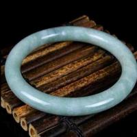 内径54mm适合80-90斤 翡翠色玉手镯飘花女款淡绿色玉镯细款窄版圆条玉手镯和田玉手镯