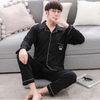 8888皇冠黑色长单 2XL 145-170斤 睡衣男士春秋季棉质特大码长袖家居服男套装冬款青中老年睡衣夏天