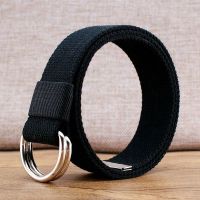 黑色 95 皮带织带百搭帆布腰带男女士双环扣加长休闲牛仔裤带条纹学生军训