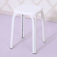 白色双管款 两把起拍谢谢 此为一把价格 塑料凳子加厚板凳家用餐桌餐凳简约时尚创意塑料椅子成人圆高凳子