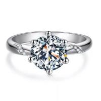 100分莫桑戒 9号 莫桑戒指六爪1/2克拉结婚戒指女求婚钻戒女款情侣礼物送女友