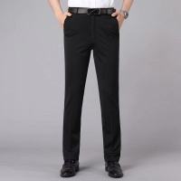 黑色[免烫高弹] 28 凡兔休闲裤男高腰宽松直筒裤冰丝高弹西裤男士商务休闲薄款裤子男