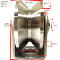201#V型外48内10厚22槽16 304不锈钢轴承滑轮钢丝绳滑轮u型v型槽轮轨道轮起重移门滑轮