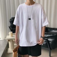 白色短袖 S 夏季破洞牛仔短裤男宽松外穿中裤韩版潮流ins百搭直筒阔腿五分裤