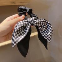 千鸟格系列 千鸟格蝴蝶结大肠发圈韩版早秋女绑发马尾头绳女头饰丝巾发带