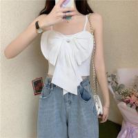 白色 均码[80-115斤] 大码胖MM辣妹蝴蝶结小吊带洋气背心外穿性感无袖内搭心机打底上衣