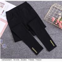 黑色 [主图刺绣单裤] 2XL 建议105-125斤 秋季加肥加大码女裤胖mm春秋高腰显瘦小脚弹力外穿打底裤子 200斤