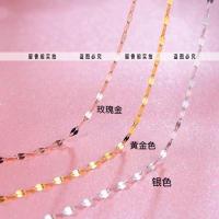 40+5cm 嘴唇项链 银色 不掉色钛钢保色极简唇形项链女满天星锁骨链水波纹包金单链条素链