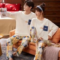 C7369 女款M [建议98斤以内] 情侣睡衣长袖春秋款棉质一男一女韩版学生可外出夫妻家居服套装冬