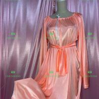 桃色 宽松款腰带1.2米到1.3米的短款 丝滑睡裙高档冰丝丝绸弹力双面丝滑超柔软丝滑弹力睡裙