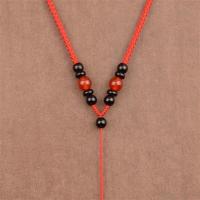 天然红玛瑙款/红色 高档可调节吊坠挂绳豆青翡翠玛瑙手工编织玉佩挂件绳项链绳子男女