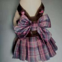 蝴蝶结格裙（不带牵引） XXS（胸围23内） 蝴蝶结裙宠物背心式衣服泰迪狗狗链子幼中小型犬胸背带遛狗牵引绳