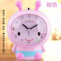 升级款小蜜蜂粉色 升级小蜜蜂KT猫床头闹钟会说话/会唱歌静音儿童卡通夜光灯贪睡钟