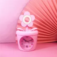 1060花朵钱罐闹钟/粉色 多功能小闹钟创意存钱罐儿童学生闹钟卧室起床钟床头桌面时钟花朵