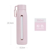 粉色 乐扣乐扣玻璃杯耐摔塑玻杯双层水杯便携防烫茶杯男女简约泡茶杯子