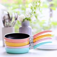 直径14cm微瑕仅燃气灶用颜色随机 14cm迷你尺寸 小煎锅 荷包蛋平底锅 不粘锅 马卡龙色 彩色 外贸