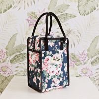 深蓝花朵 保温袋便当袋手提包铝箔加厚大号大容量装带饭袋饭包饭盒袋子手提