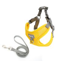 夏季新款(亮黄色+牵引绳+胸背带)) XXS(4-8斤)建议胸围为准 狗狗牵引绳背心式小型犬遛狗猫咪牵引绳泰迪比熊外出胸