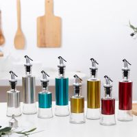 银色送标签和漏斗 200ml 不锈钢油瓶玻璃油壶防漏调味瓶家用酱油醋瓶罐200ml300ml