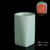 待开片福字杯-250ml 汝窑茶杯主人杯大号开片可养陶瓷功夫茶具品茗杯冰裂纹个人喝水杯