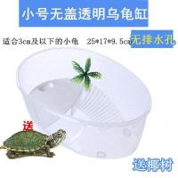 小号无盖透明乌龟缸 送两只巴西龟 乌龟缸带晒台家用创意别墅小乌龟饲养盒带盖水陆乌龟缸小鱼缸养龟