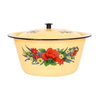 黄色搪瓷带盖盆[14cm]花色随机 特价搪瓷盆带盖加厚怀旧老式家用厨房装猪油盆饺子馅料盆盖碗盆