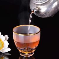 加厚金箔主人杯耐热防烫水晶玻璃品茗杯云雾单杯功夫茶具茶碗茶杯