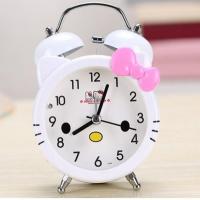 三寸白色没钻 卡通kt闹钟学生少女心创意个性静音床头闹铃简约儿童时钟水钻可爱