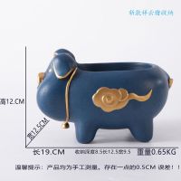 新款祥云猪收纳-蓝 创意客厅卧室鞋柜放钥匙玄关可爱绅士鹿先生收纳神器家居桌面摆件